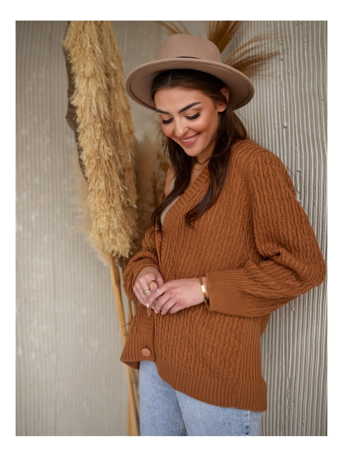 Cardigan lejer cu model caramel 0590 - Magazin online - Boutique